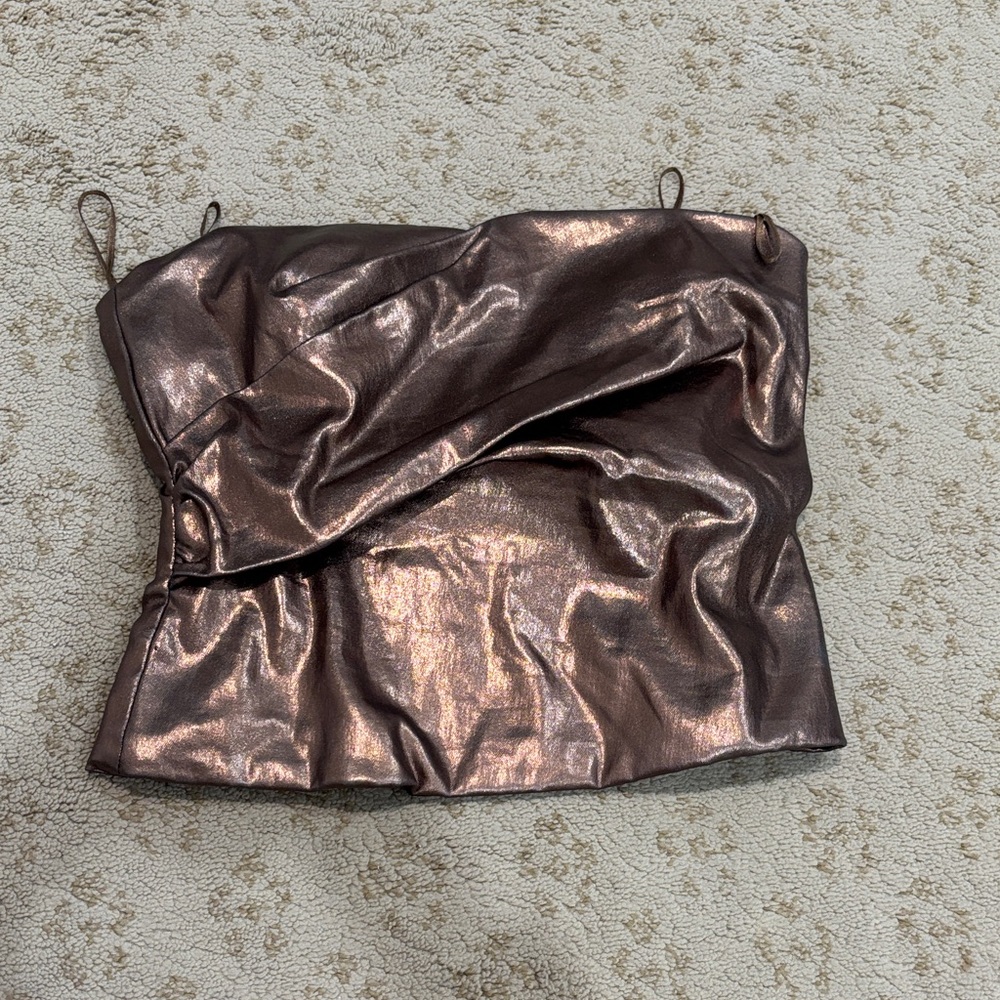 Zara Bronze Strapless Top